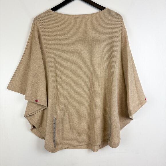 Label + Thread Wool Cashmere Knit Circle Poncho Sweater Beige - S - Picture 5 of 7